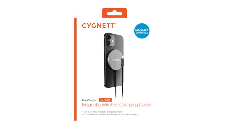 Cygnett MagCharge Magnetic Wireless Charging Cable 2m - Black