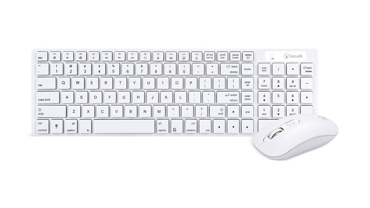 slim white wireless keyboard and mouse