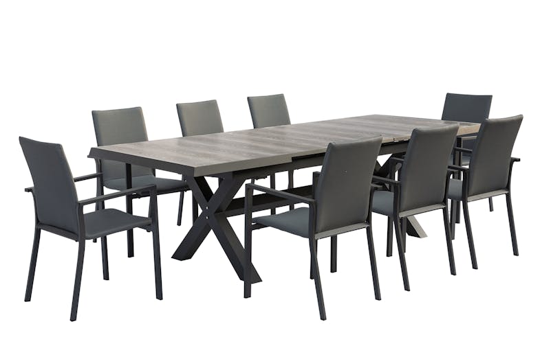 Brunei 9 Piece Outdoor Extension Dining Table - Black