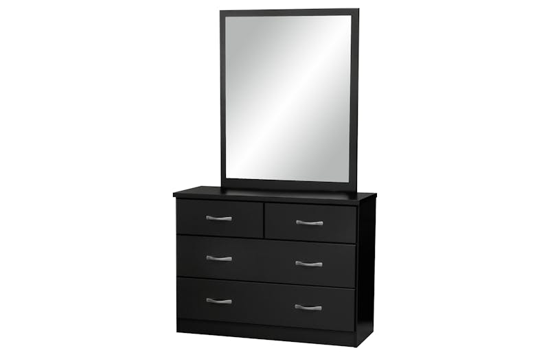 Dominic 4 Drawer Dresser and Mirror by Compac Furniture - Black