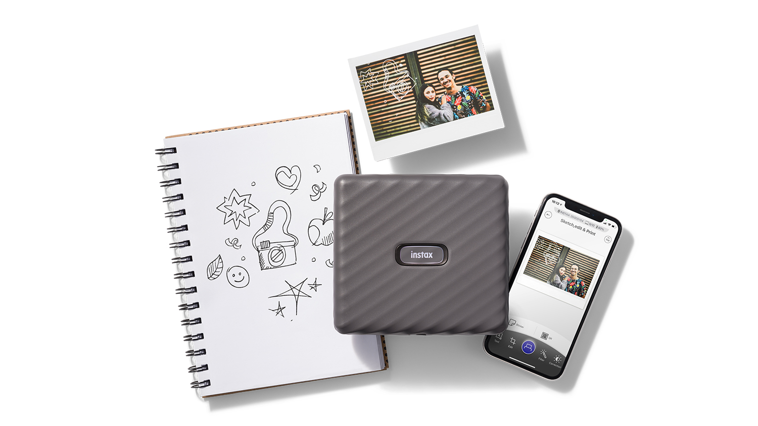 Instax Link WIDE 86mm x 108mm Photo Printer - Mocha Grey