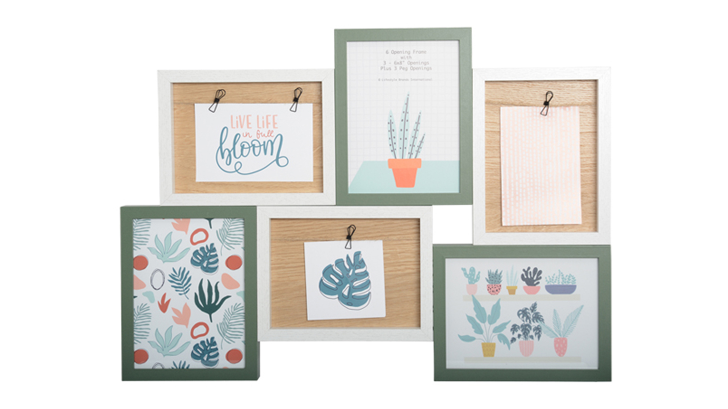 UR1 6 Openings Photo Frame - White/Green