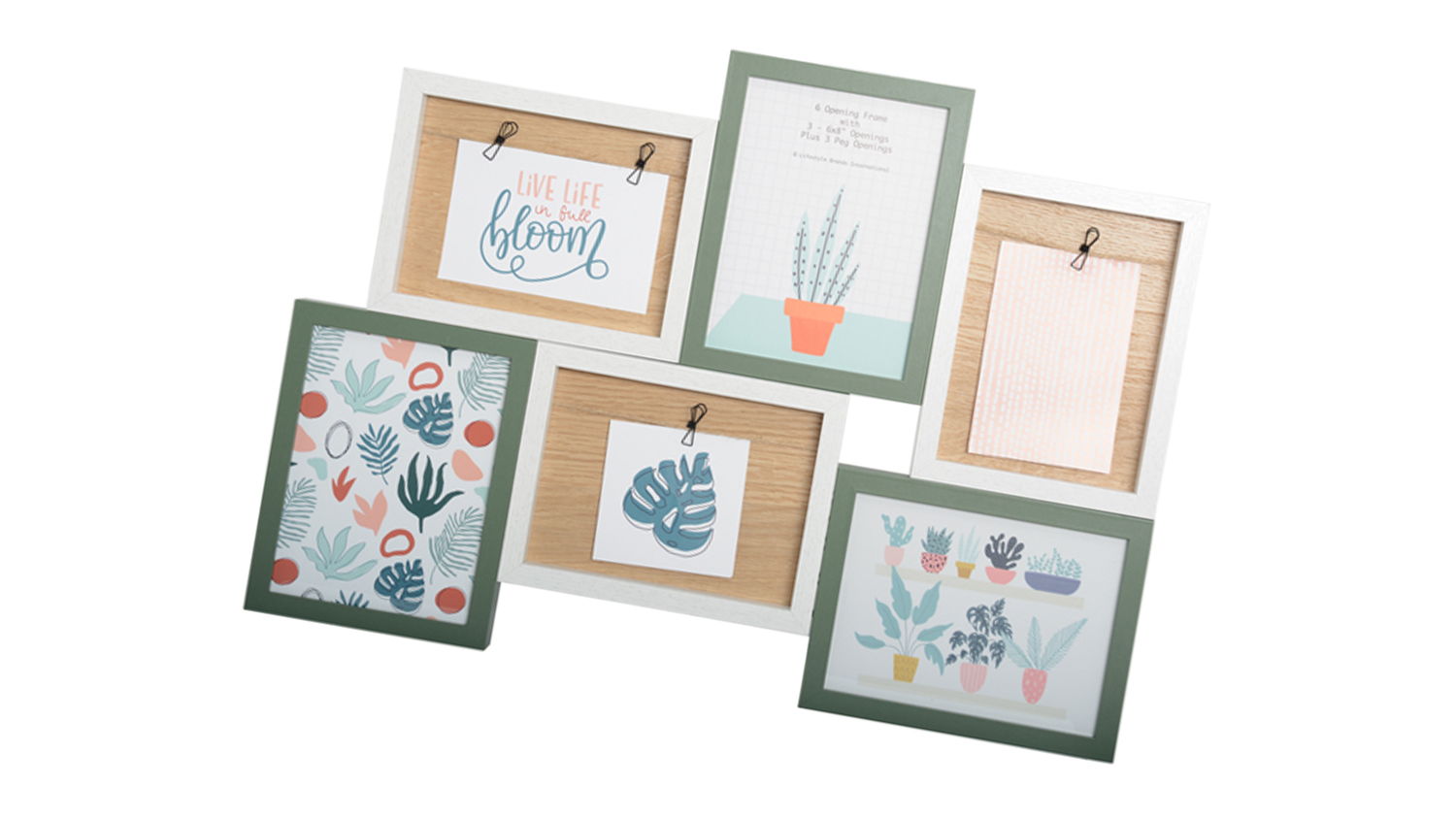 UR1 6 Openings Photo Frame - White/Green