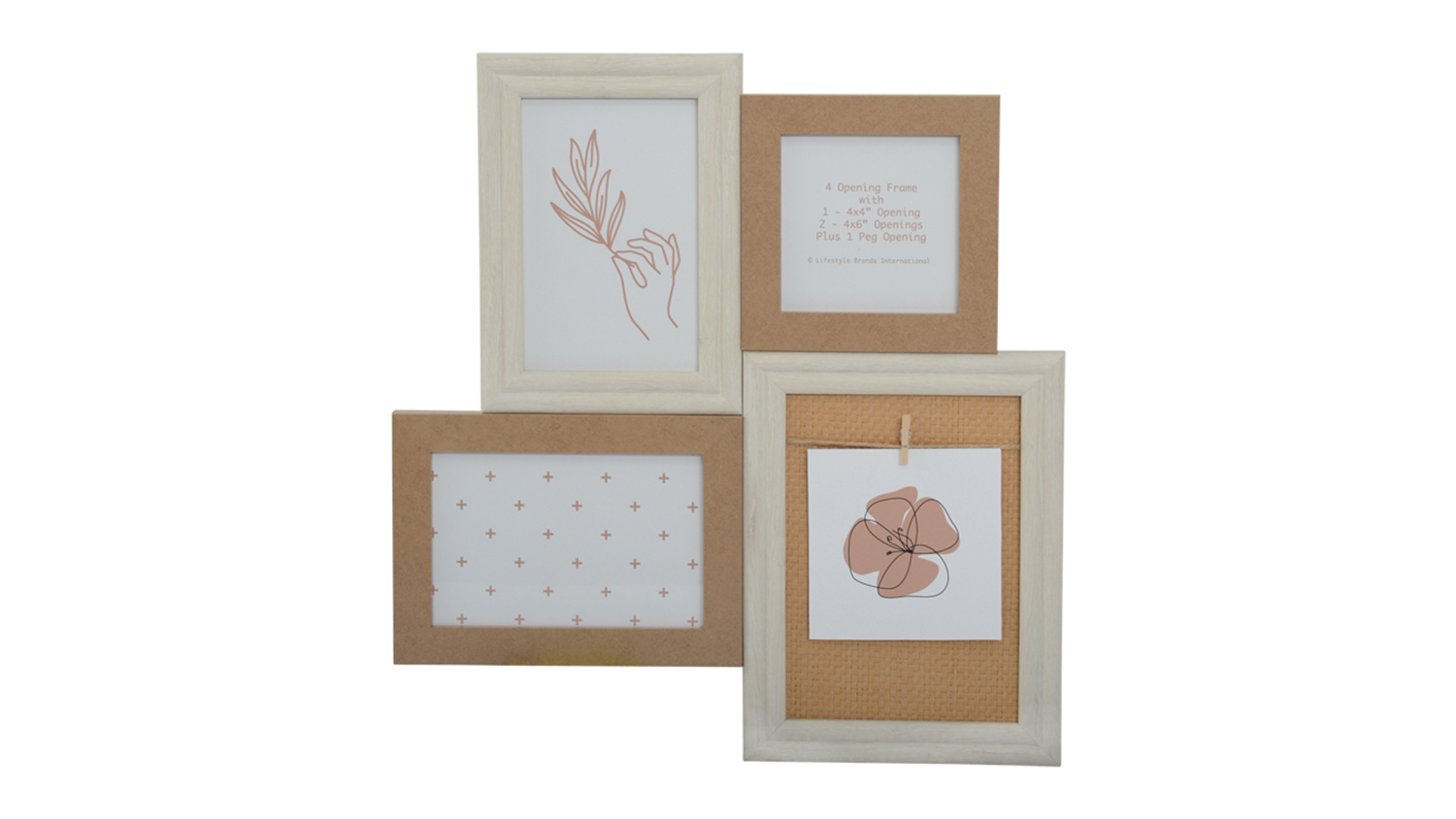 UR1 Harlow 4 Opening Photo Frame - White/Natural