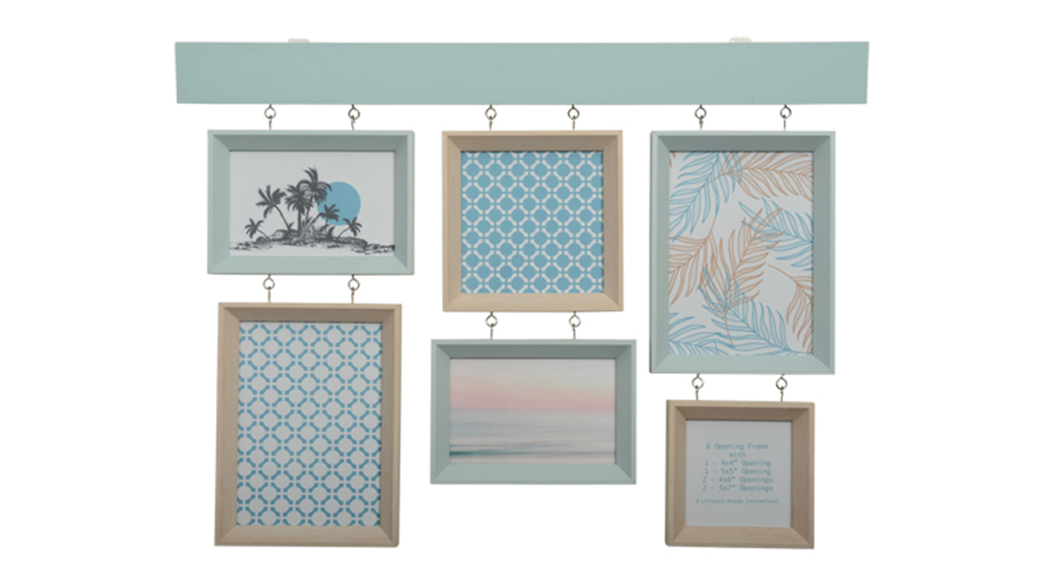 UR1 Lula 6 Opening Wall Hanging Photo Frame - Oak/Blue