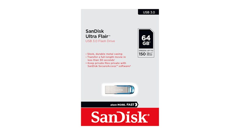 SanDisk Ultra Flair USB 3.0 Flash Drive - 64GB (Blue)