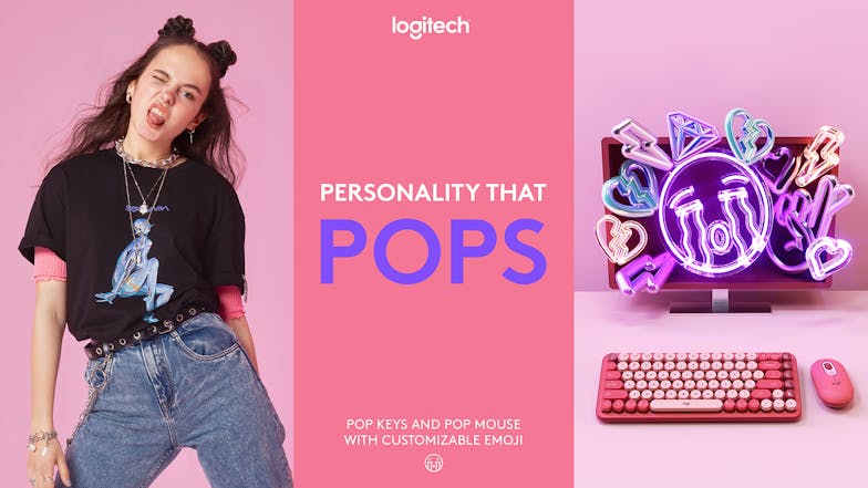 Logitech POP Keys Wireless Mechanical Keyboard with Emoji - Heartbreaker Rose