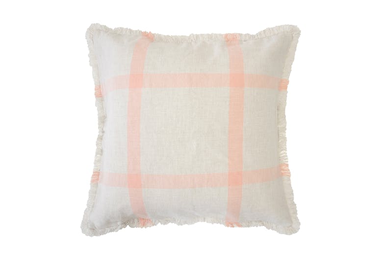 Stewart Check Square Cushion by Bambury - Papaya