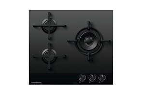 Fisher & Paykel 60cm 3 Burner Natural Gas on Glass Cooktop - Black (Series 9/CG603DNGGB4)
