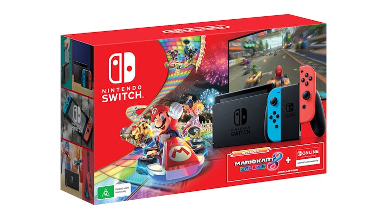 Nintendo Switch Console Neon with Mario Kart 8 Deluxe & 3 Month Switch Online Subscription