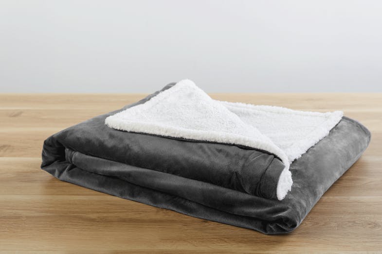 Velvet Sherpa Throw by Claro - Charcoal