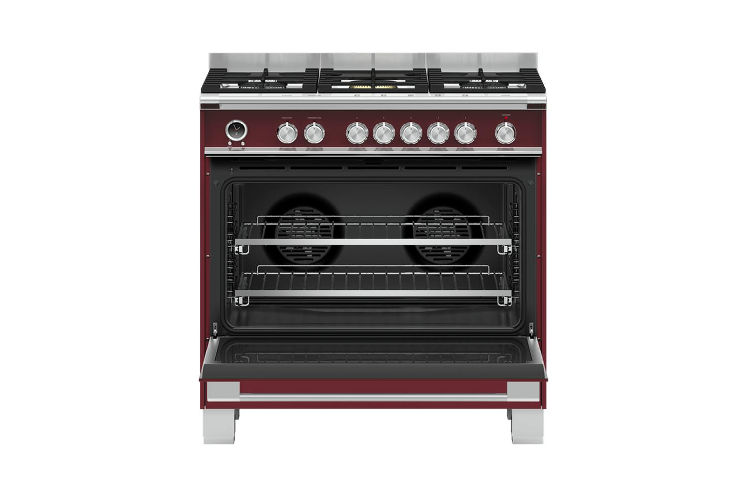 Fisher & Paykel 90cm Freestanding Dual Fuel Cooker w/ Gas Cooktop - Red
