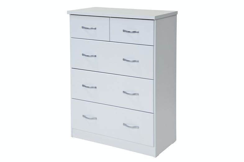 Dominic 5 Drawer Tallboy by Compac Furniture - White
