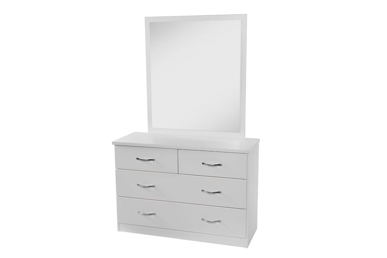 Dominic 4 Drawer Dresser and Mirror by Compac Furniture - White