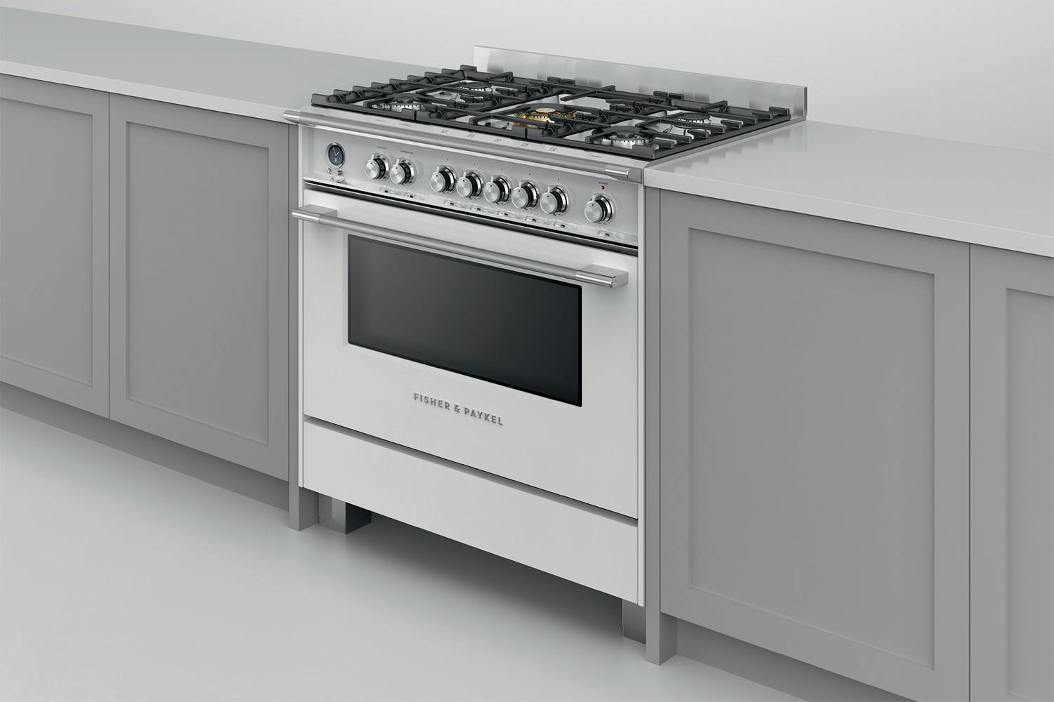 Fisher & Paykel 90cm Freestanding Dual Fuel Cooker w/ Gas Cooktop - White