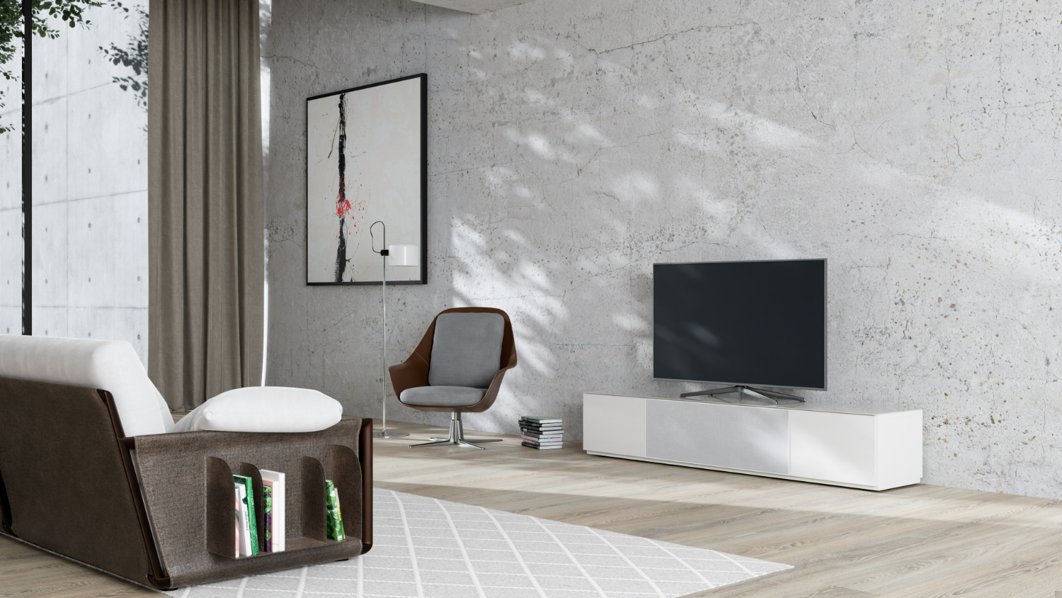 Sonorous 2m TV/AV Entertainment Centre Cabinet - White Gloss (Studio Series/STD200PWHTWHTBS)