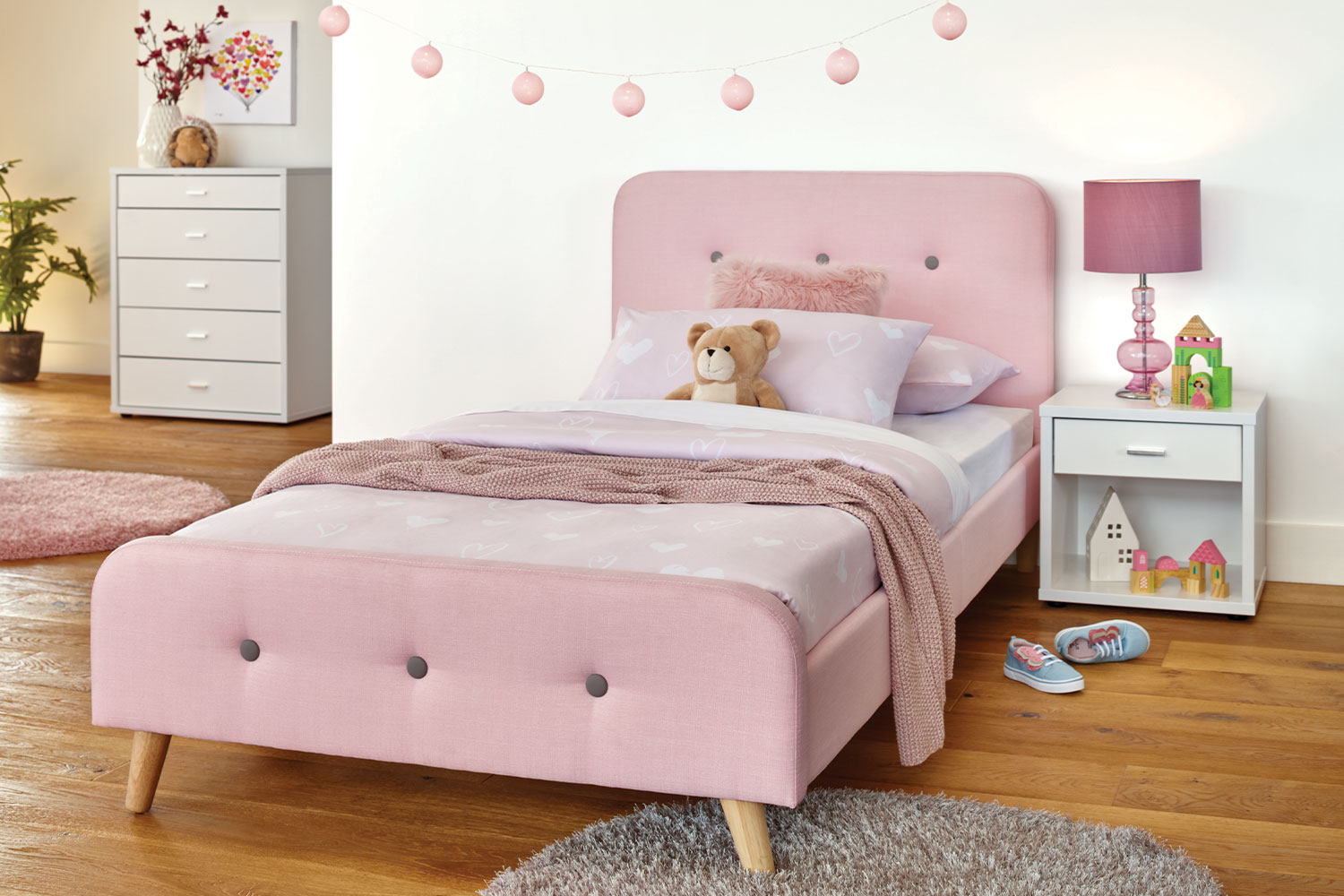 King single deals bed pink