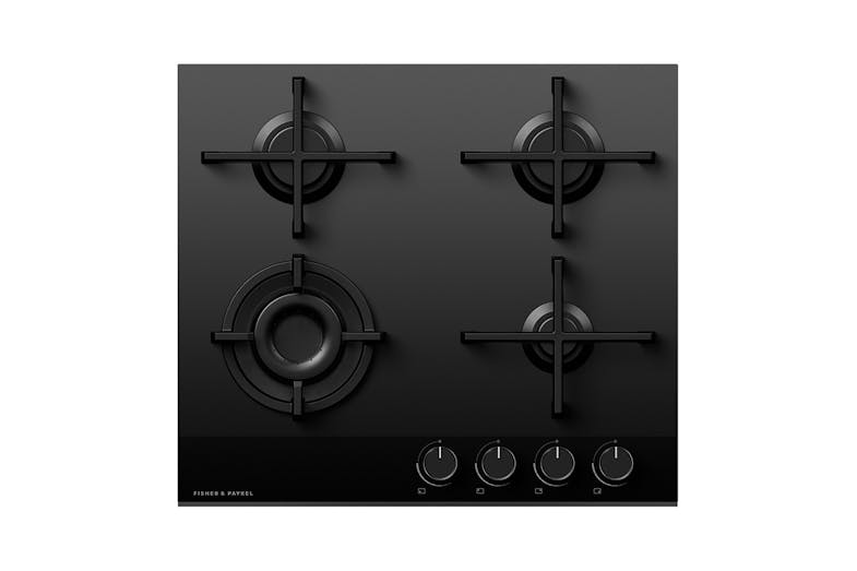 Fisher & Paykel 60cm 4 Burner LPG Gas on Glass Cooktop - Black Glass (Series 9/CG604DLPGB4)