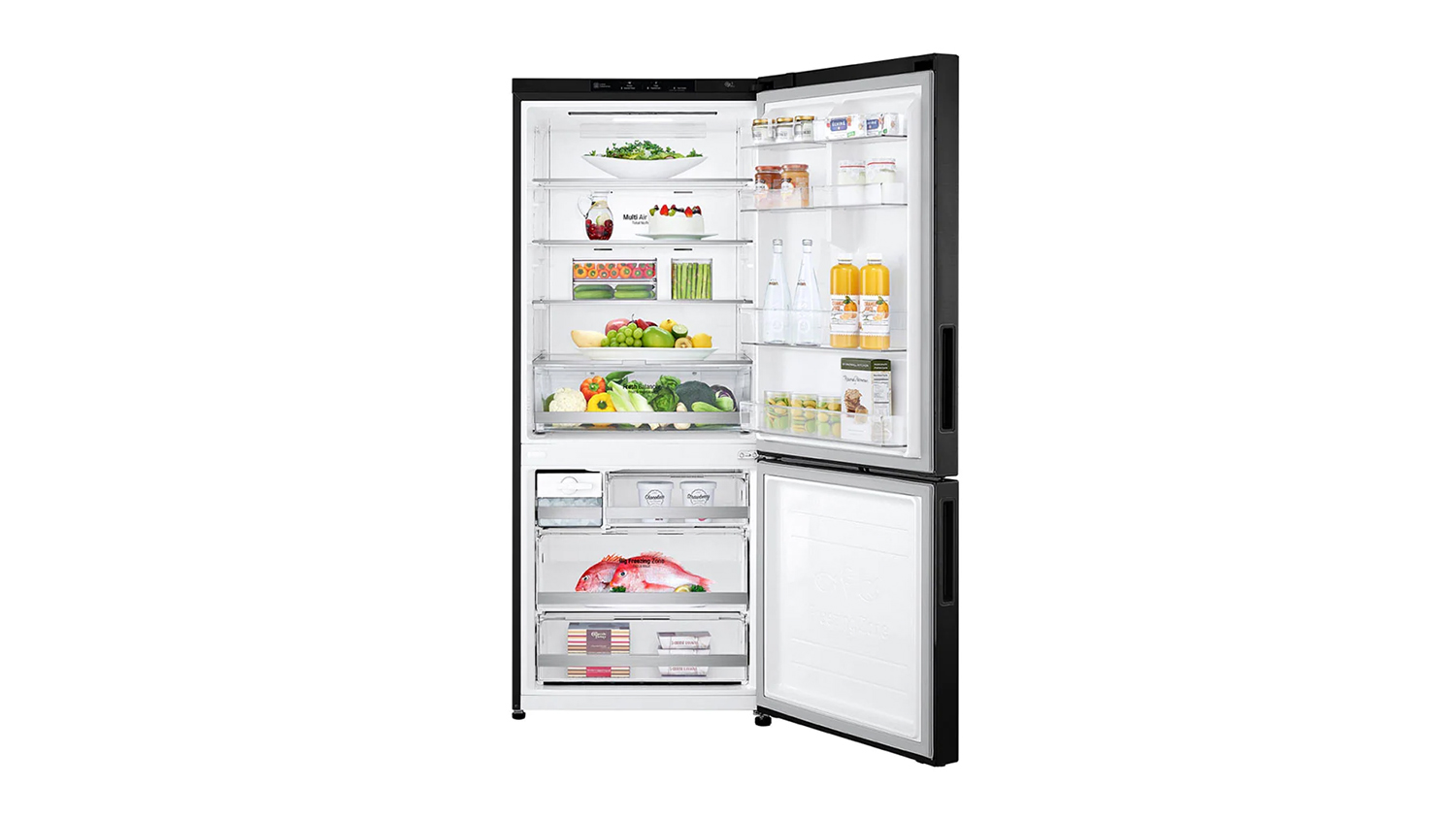 LG 420L Bottom Mount Fridge Freezer - Matte Black (GB-455MBL)