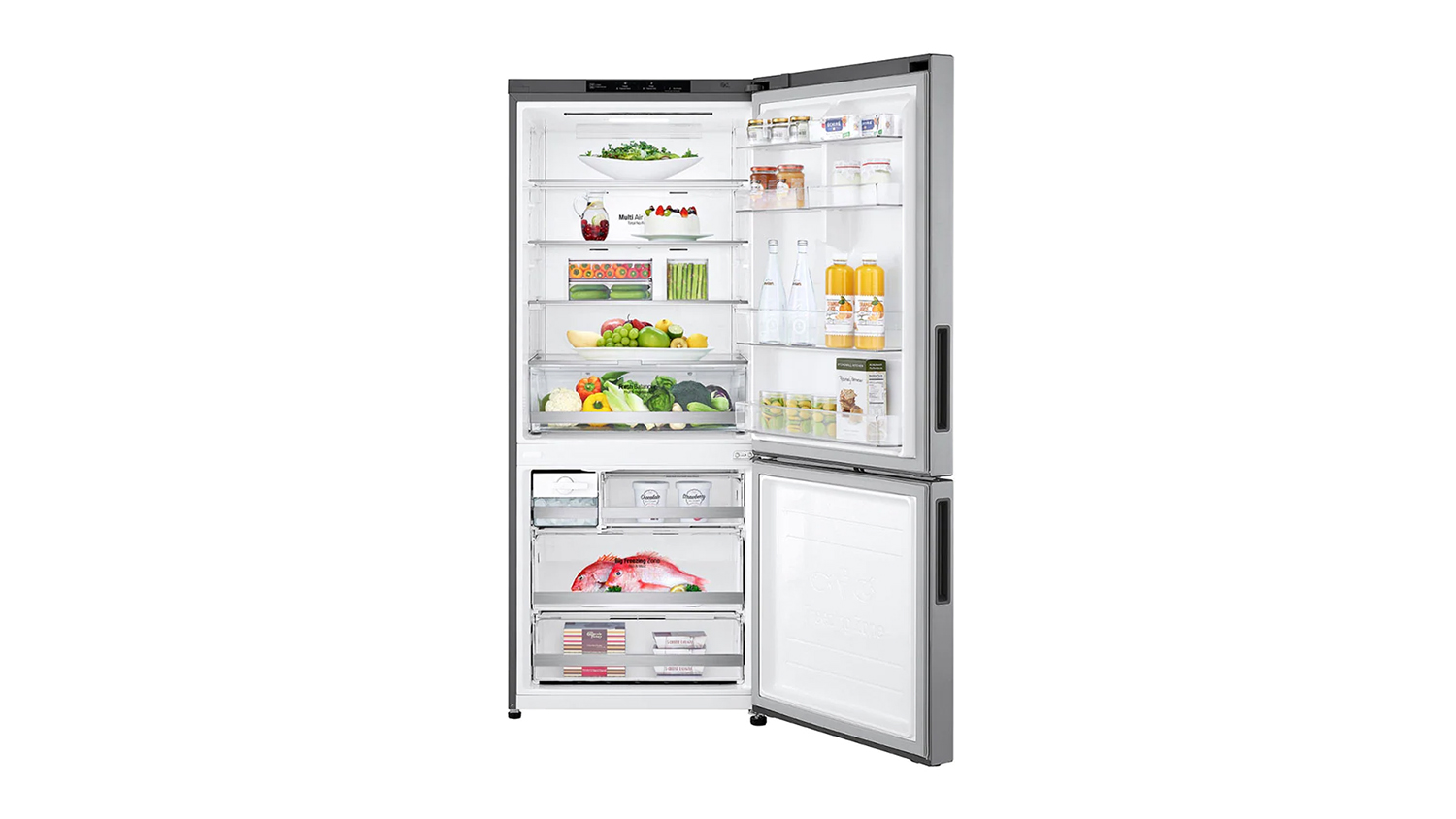 LG 420L Bottom Mount Fridge Freezer - Stainless Finish (GB-455PL)