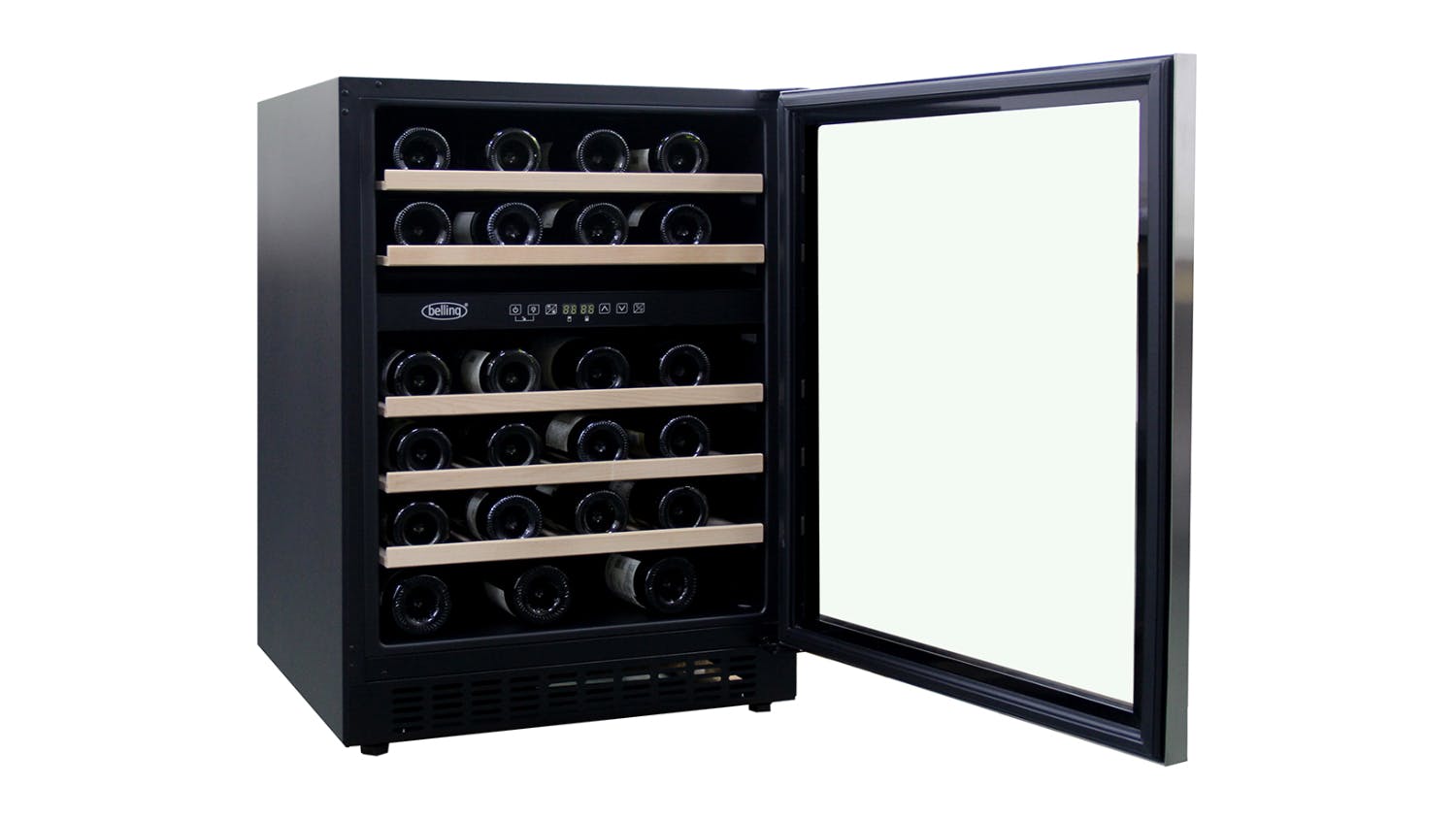 Belling 46 Bottle Dual Zone Right Hand Wine Cooler - Stainless Steel