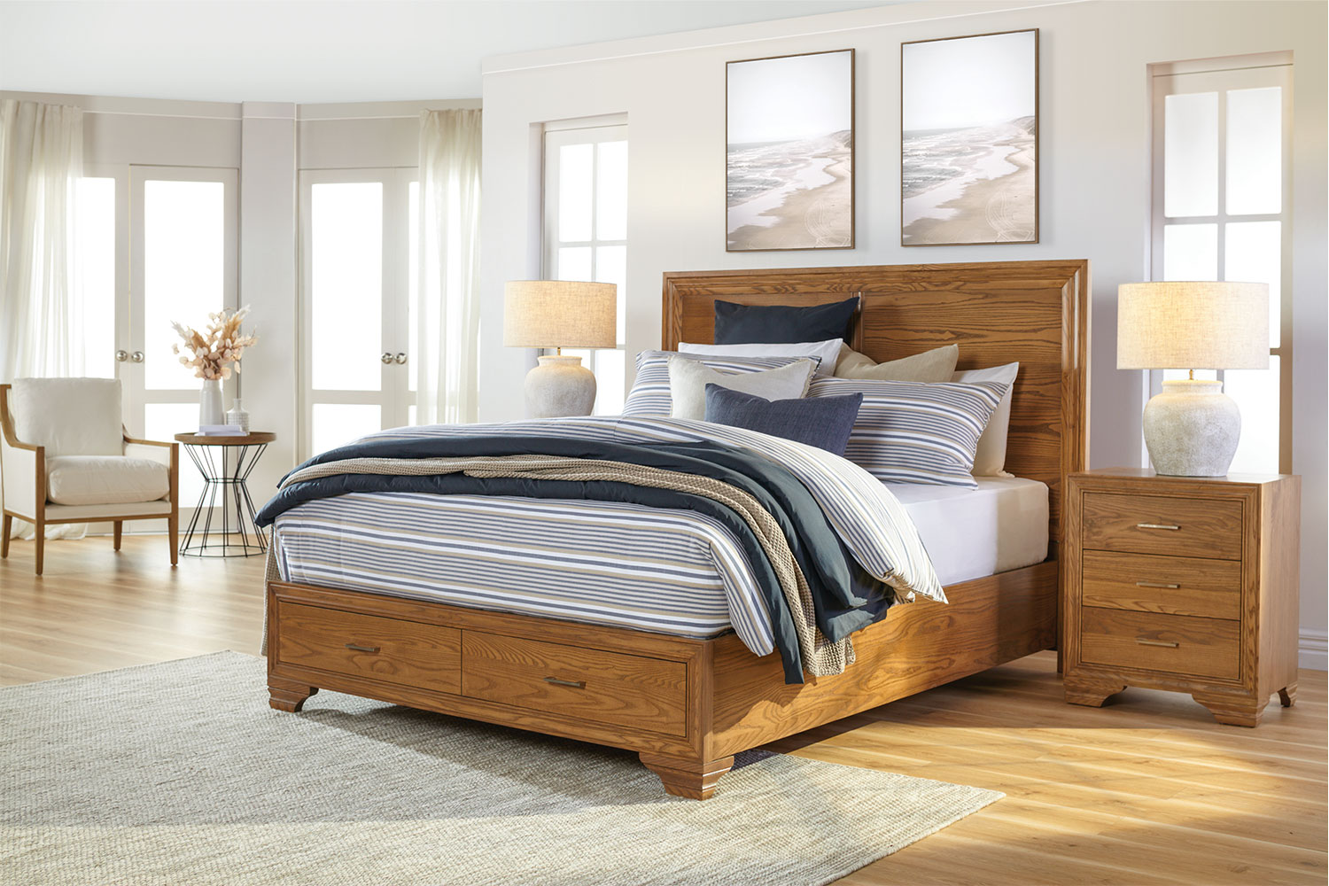 Venice Timber King Bed Frame with 2 Draw Base Harvey Norman New