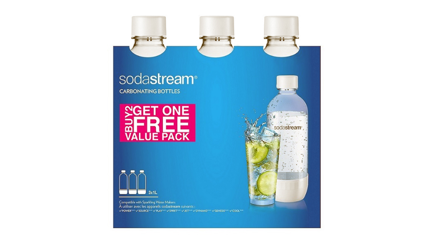 SodaStream White Bottle 2 + 1 Pack Harvey Norman New Zealand