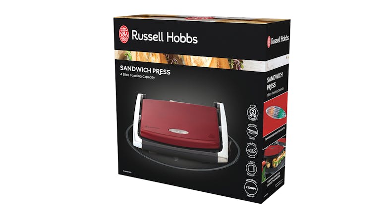 Russell Hobbs 4 Slice Sandwich Press - Red