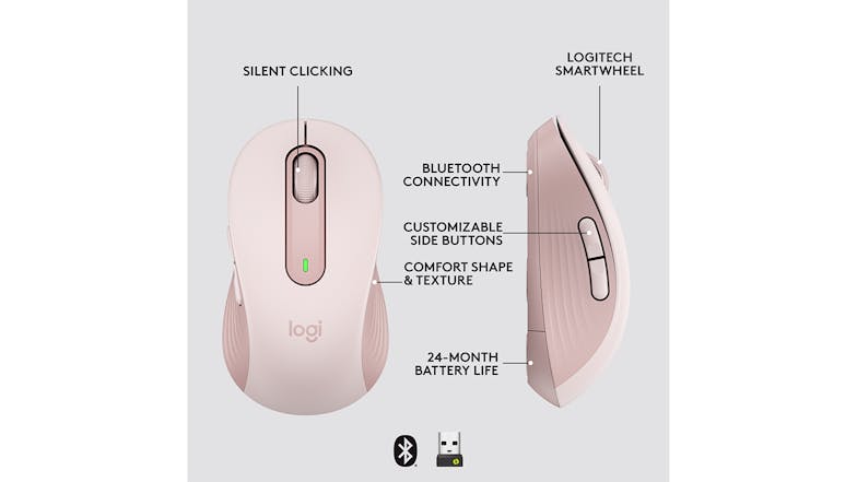 Logitech Signature M650 Wireless Mouse - Rose (Medium)