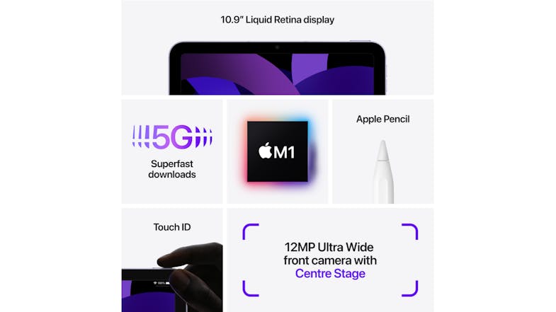 iPad Air 10.9” (5th Gen, 2022) - Purple 64GB Cellular & Wi-Fi