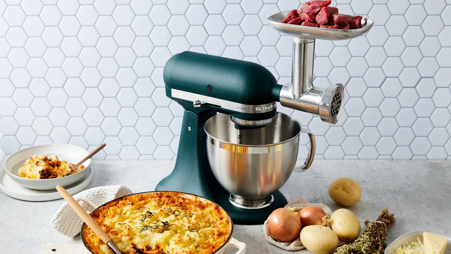 KitchenAid KSM195 Artisan Stand Mixer - Pebbled Palm | Harvey Norman New Zealand