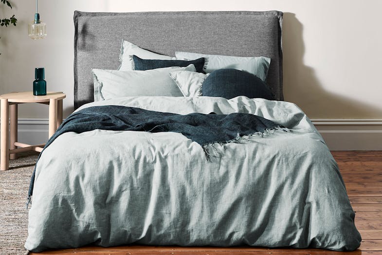 Chambray Fringe Mineral Duvet Cover by Aura