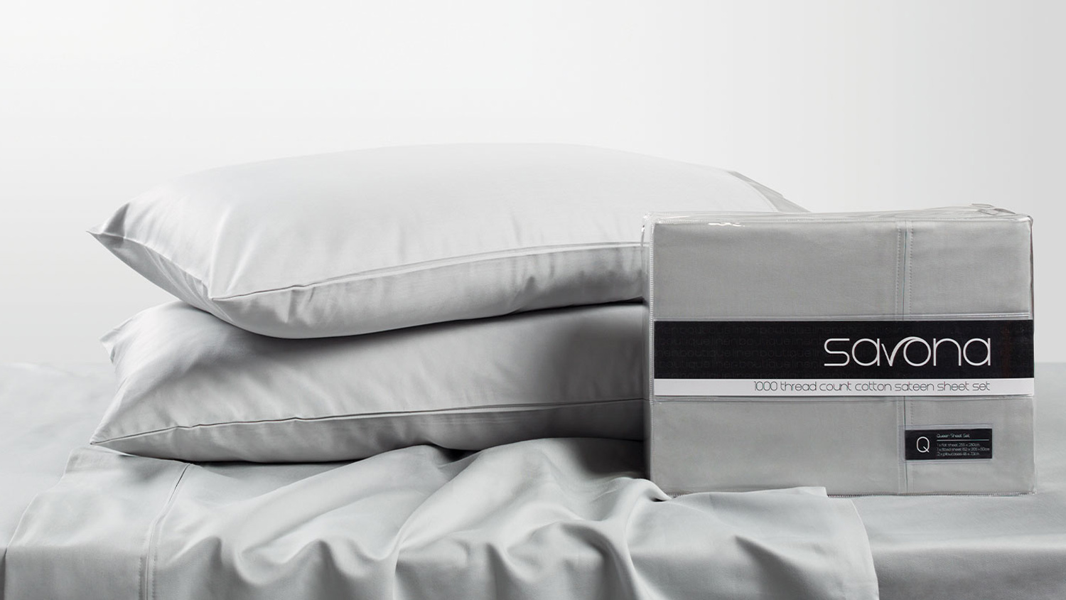 1000TC 100% Cotton White Sateen Sheet Set by Savona