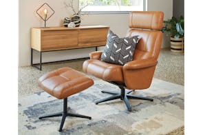 Henri Leather Recliner Chair and Footstool by Debonaire Furniture