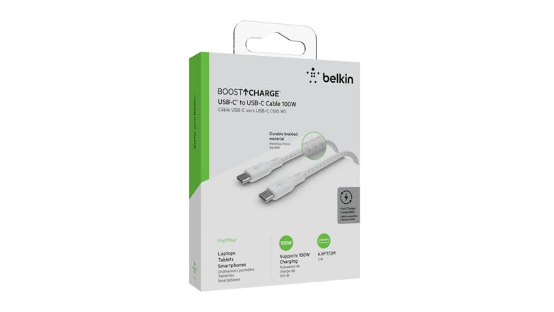 Belkin Boost Up Charge USB-C to USB-C Braided Cable 100W 2m - White