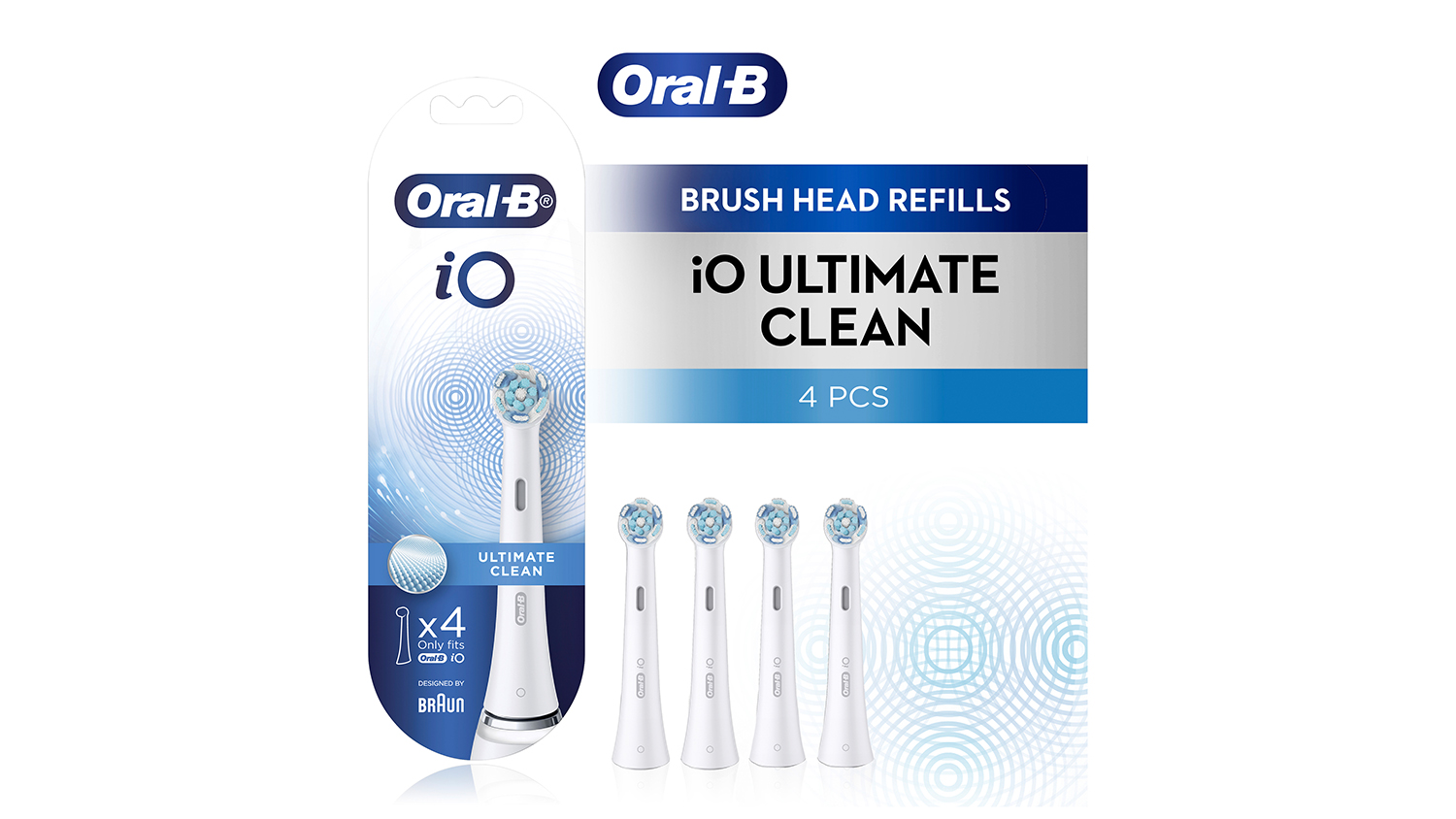 OralB iO Ultimate Clean Replacement Brush Head 4 Pack/White (CW4) Harvey Norman New Zealand