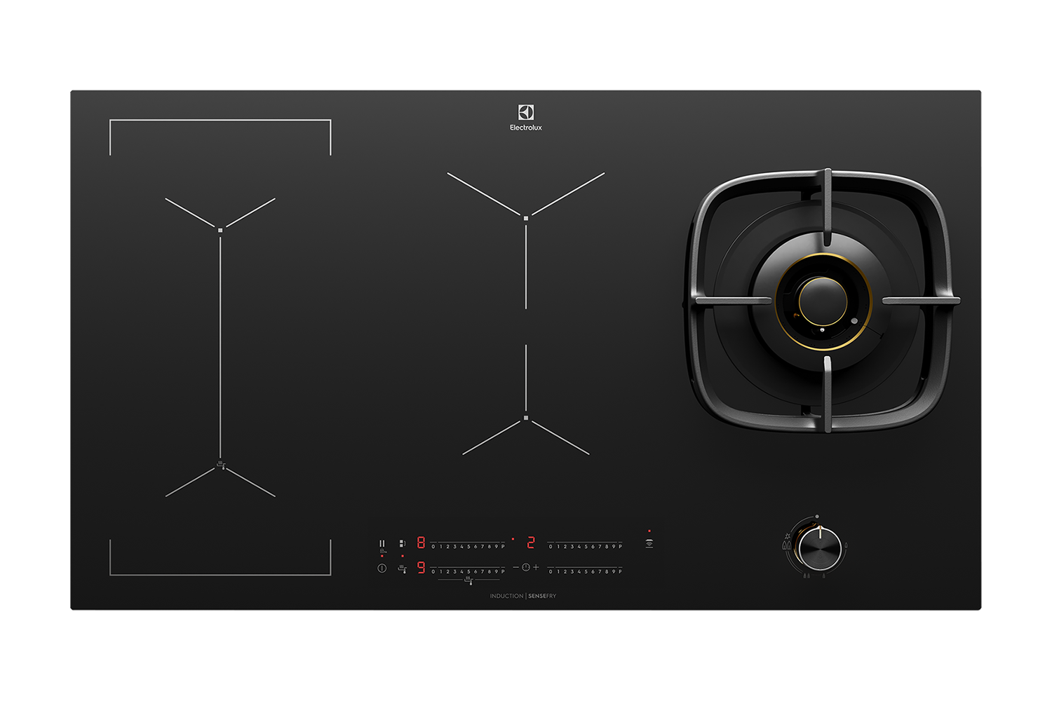 Electrolux 90cm 4 + 1 Gas and Induction Cooktop - Black (EHH957BE)