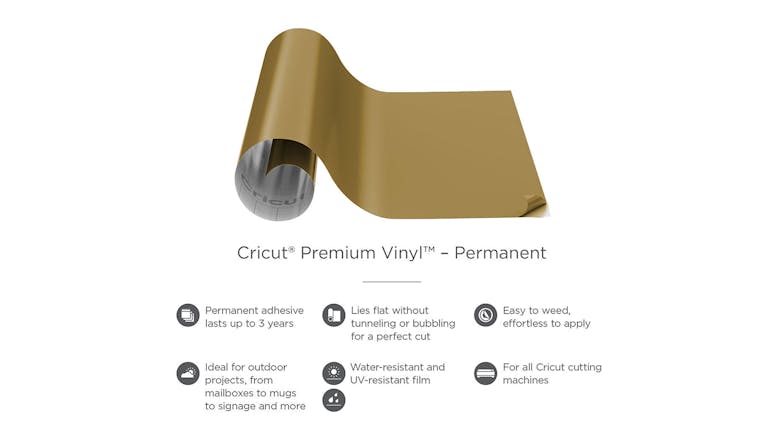 Cricut Permanent Premium Vinyl 12" x 48" - Gold