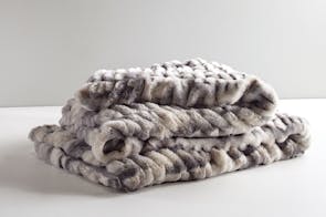 Granite Ruched Faux Fur Throw by Top Drawer