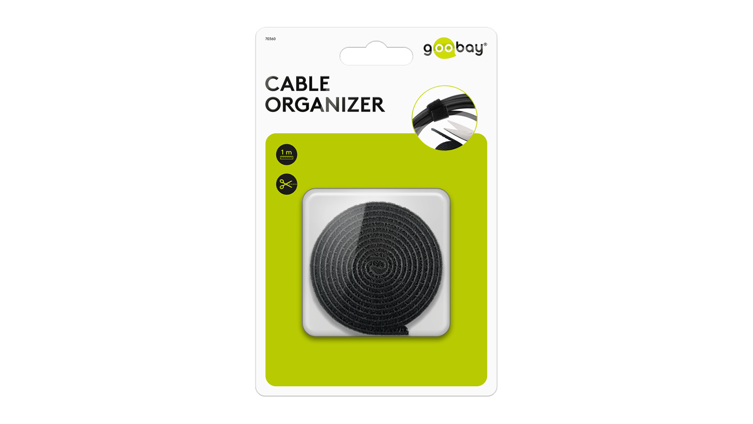 Goobay Cable Hook-and-Loop Fastener Roll 1m - Black