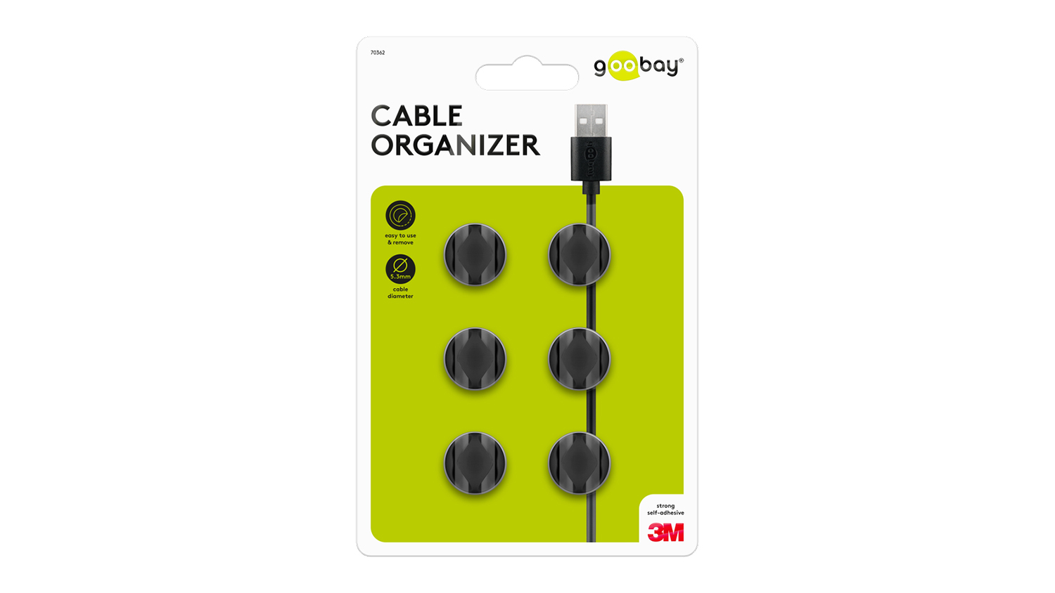 Goobay Cable Management 2 Slots Mini - Black (6 Piece Set)