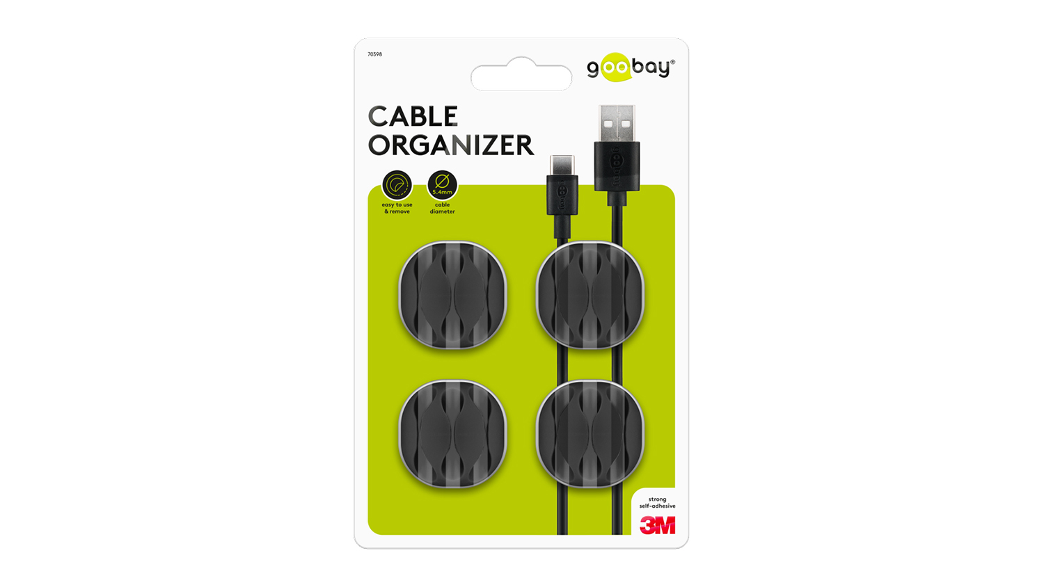 Goobay Cable Management 3 Slots - Black (4 Piece Set)