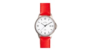 Olympic Titanium Watch 37mm - Red Leather with White Dial