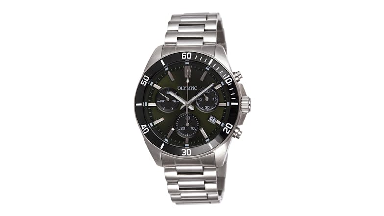 Olympic Chronograph Series Gents Watch 44mm - Stainless Steel with Green Dial