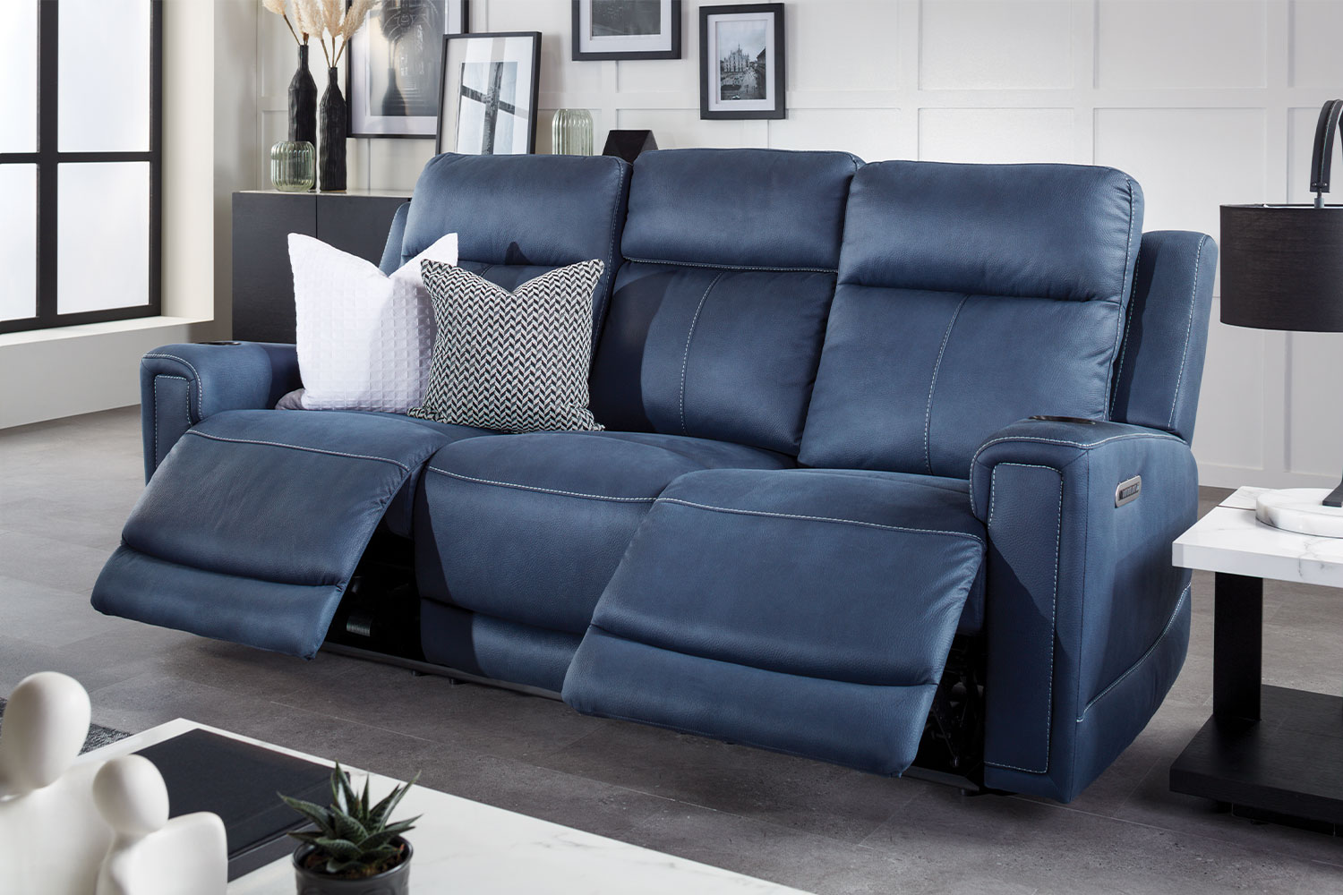 blue recliner lounge suite