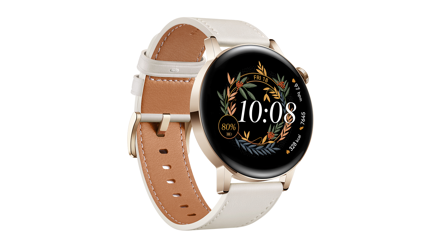 Huawei Watch GT 3 Smartwatch Gold Case with White Band GPS Bluetooth