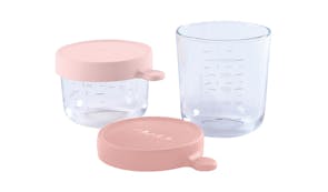 Beaba Glass Jar 150ml & 250ml Twin Pack - Pink & Pink