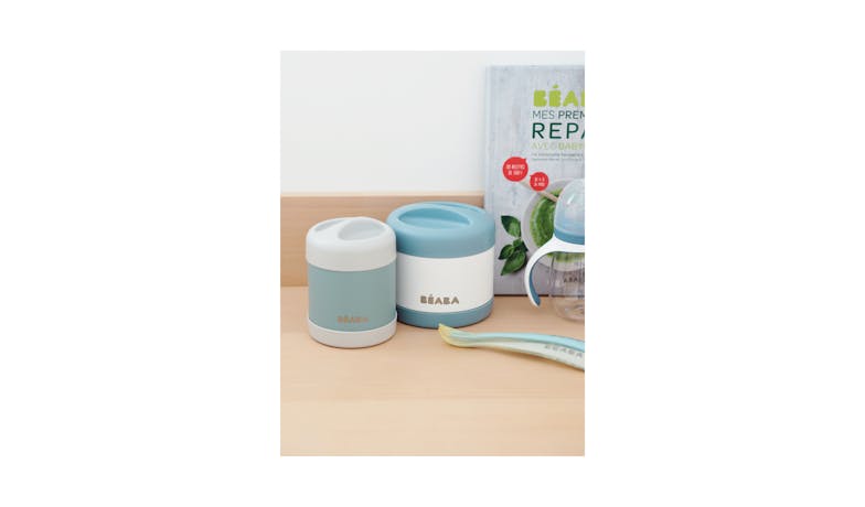 Beaba Stainless Steel Food Container 300ml - Light Mist/Eucalyptus Green