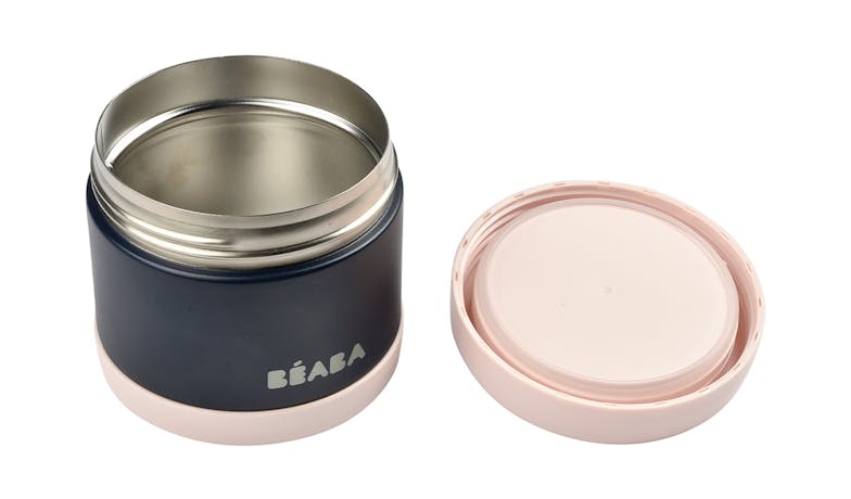 Beaba Stainless Steel Food Container 500ml - Light Pink/Night Blue