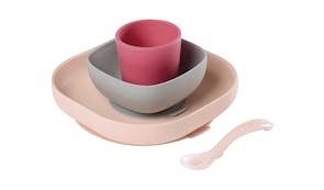 Beaba Silicone Suction Meal Set (4 Piece) - Pink
